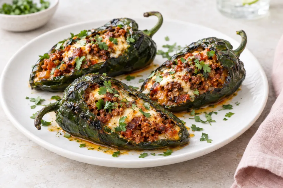 Grilled Chorizo-Stuffed Poblano Peppers