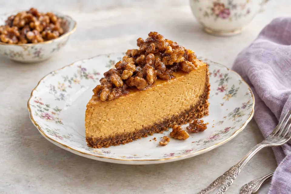 Pumpkin Cheesecake with Gingersnap Crust