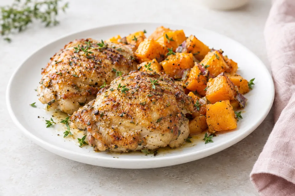 Pan-Cooked Chicken Thighs with Butternut Squash