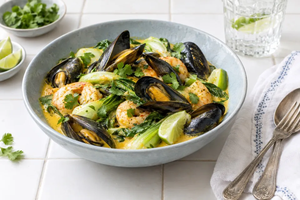 Skillet Mussels with Coconut Milk and Curry