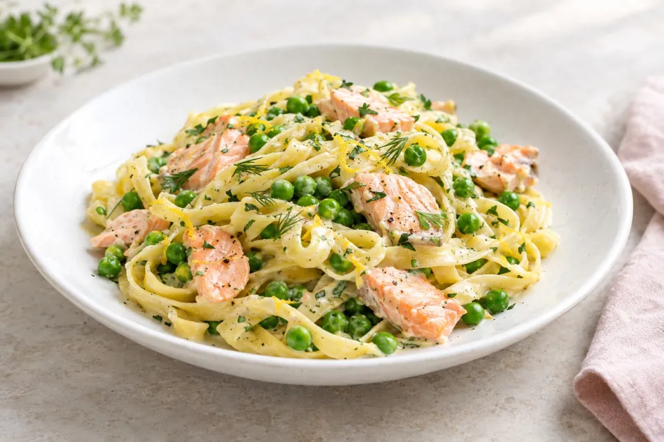 Salmon and Pea Tagliatelle