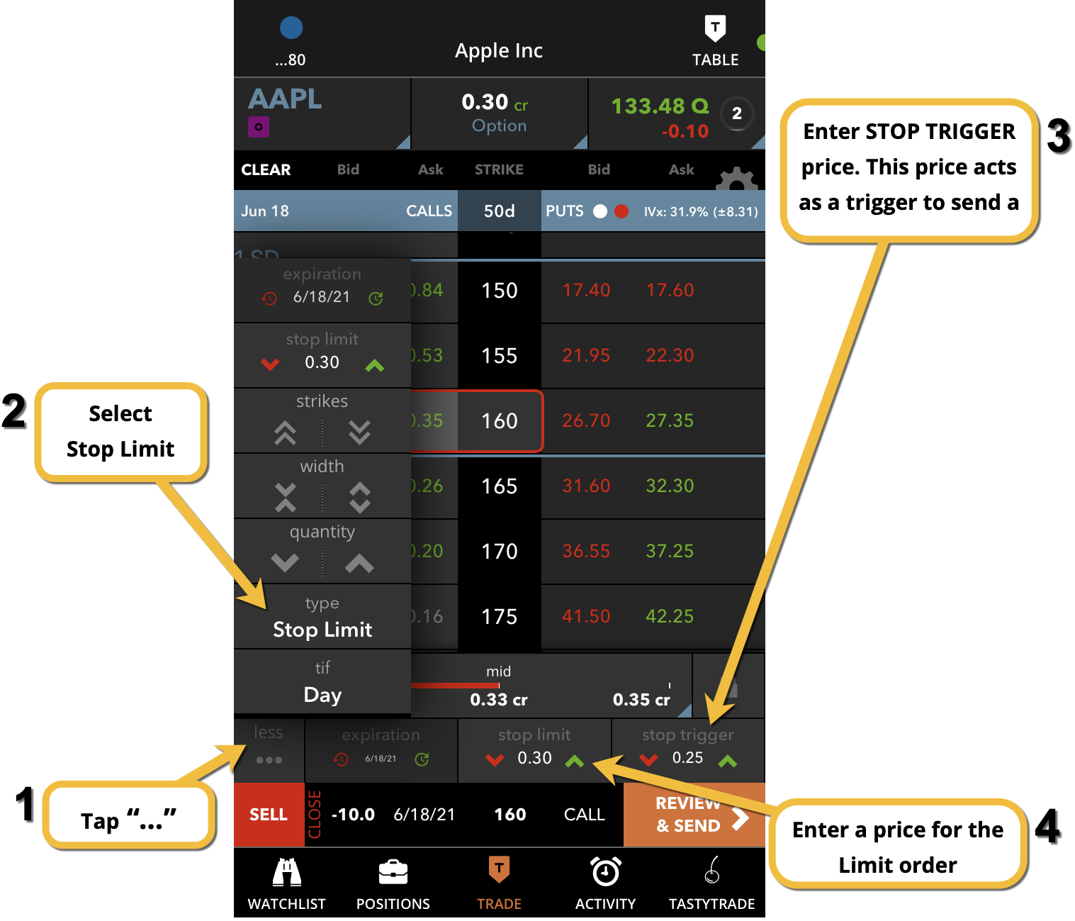 How to set up a stop order on tastytrade