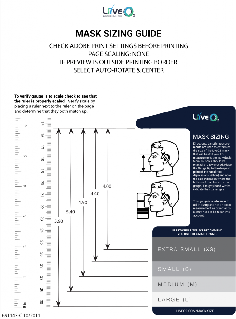 Premium Mask Sizing Support LiveO2
