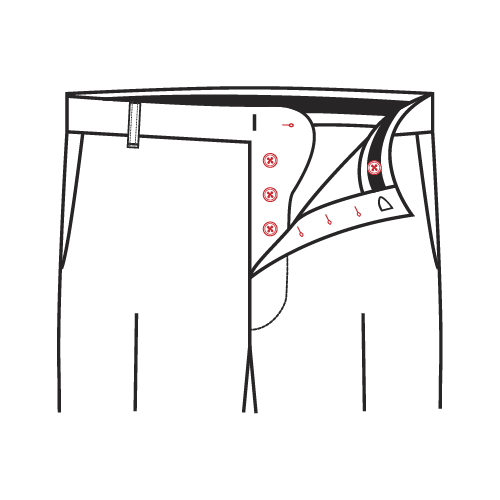 Buttons on front fly