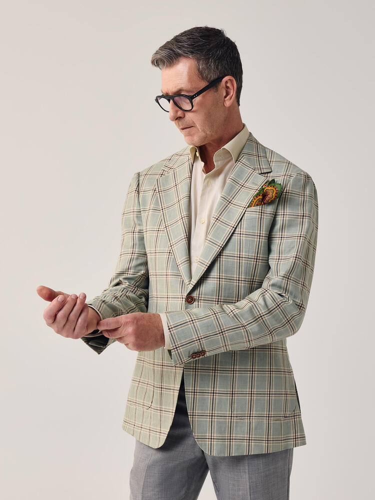 Veston de sport menthe et marron Dormeuil D Philopshy