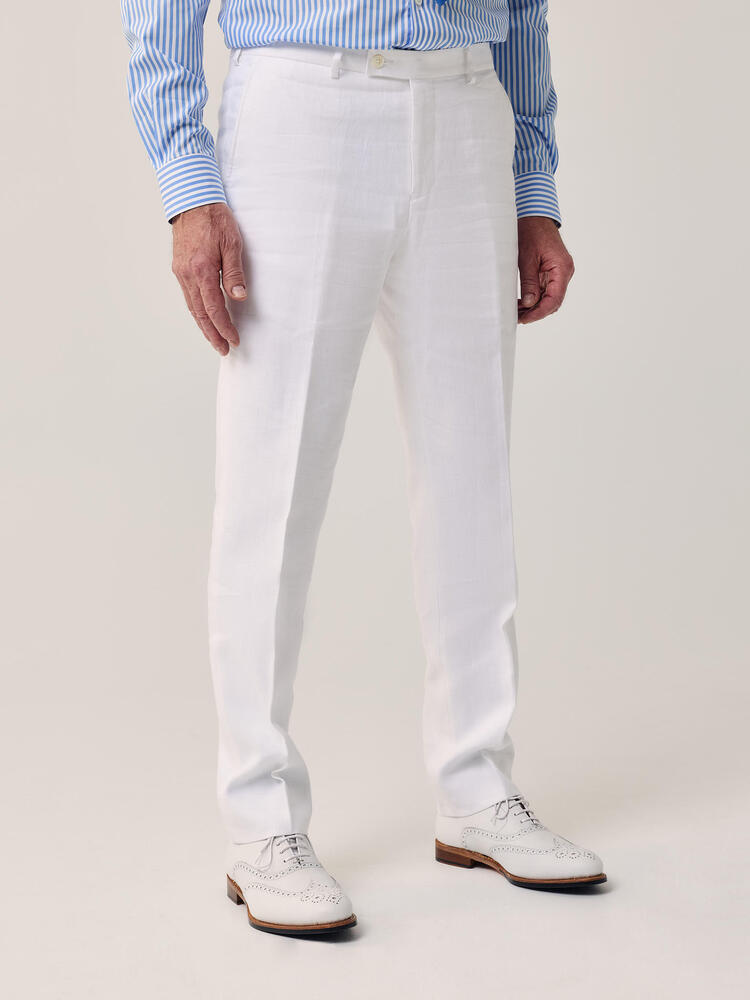 Pantalon classique en lin blanc Cavani