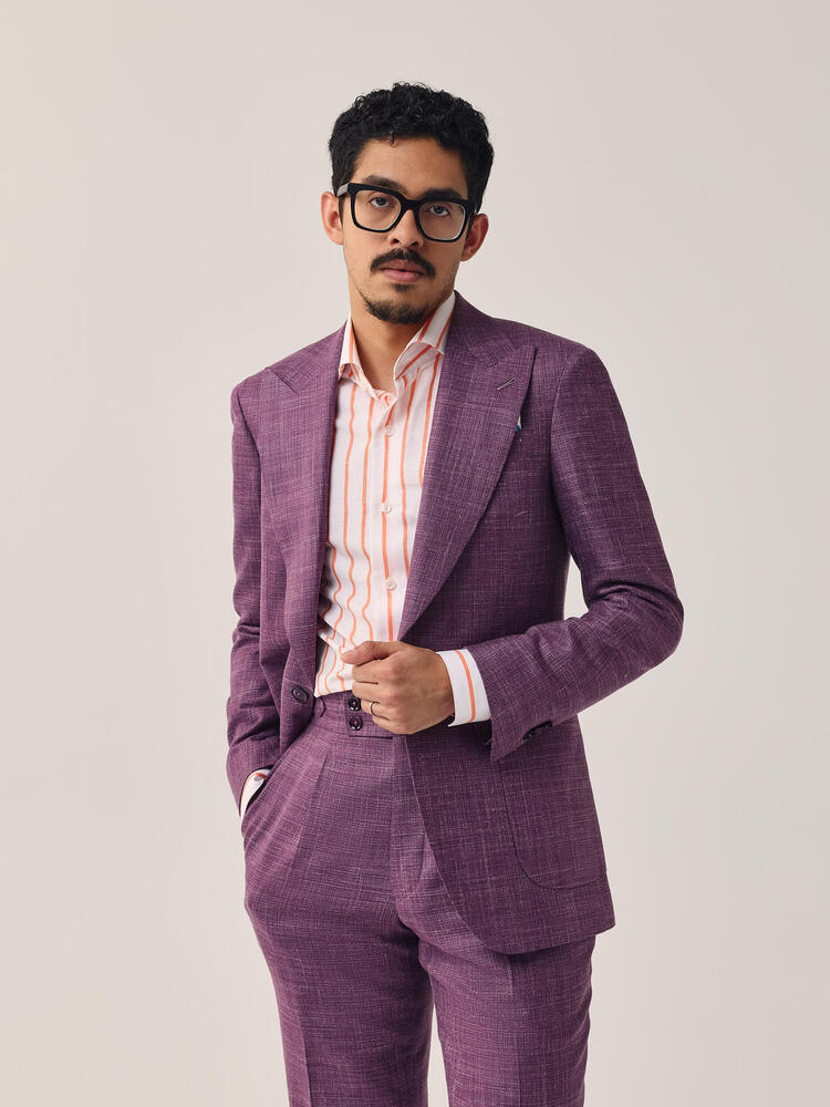 Reda Mauve Purple Hopsack Wool-silk-linen Sport Coat