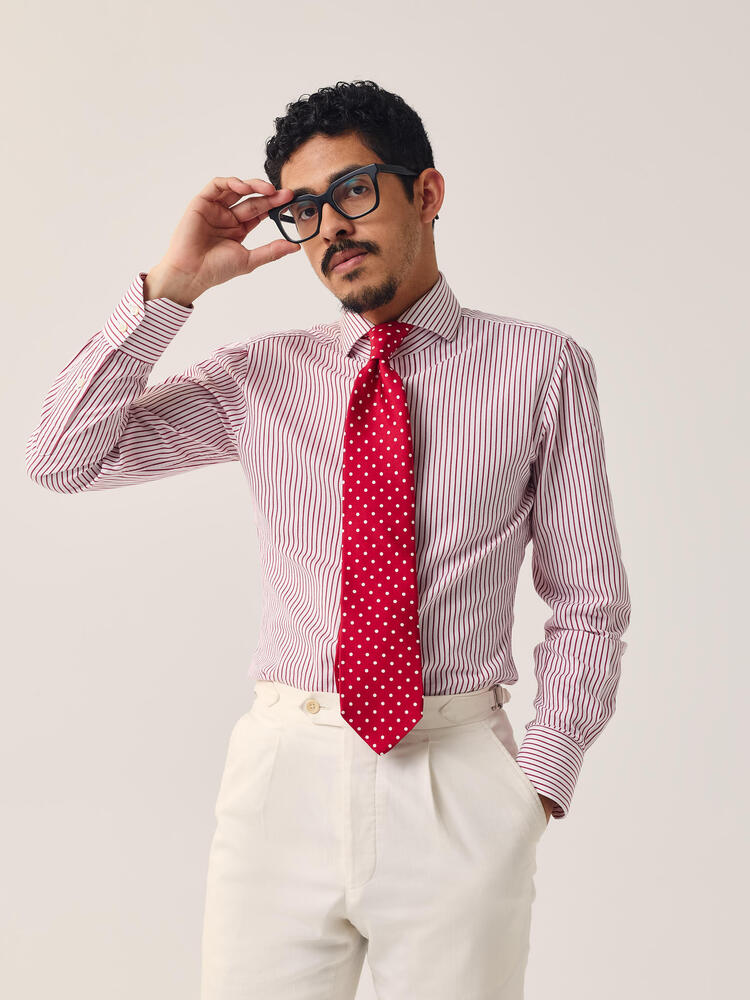 Chemise habillée à rayures fines rouges Snowberry