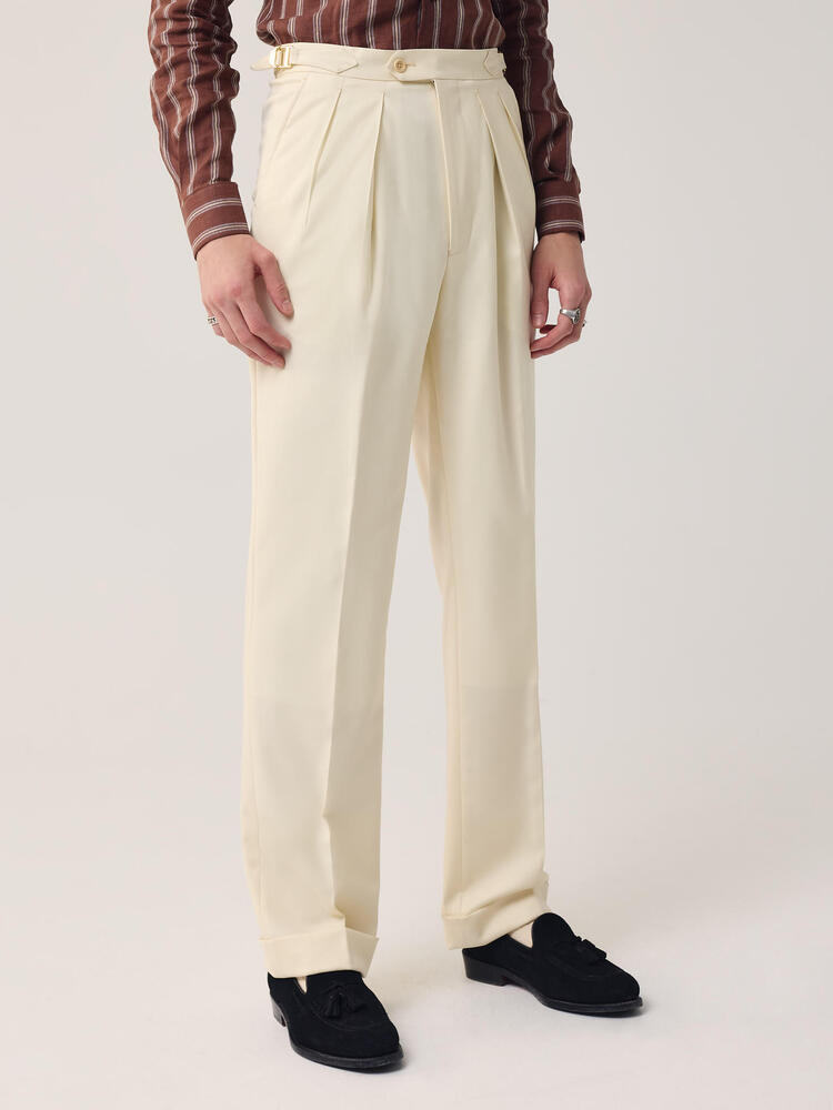 Pantalon classique en laine crème VBC