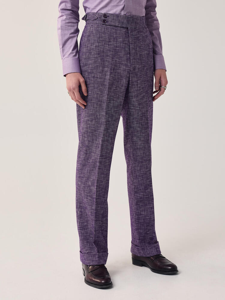 USW Mauve Purple Slub Wool-Cotton-Polyamide Trouser