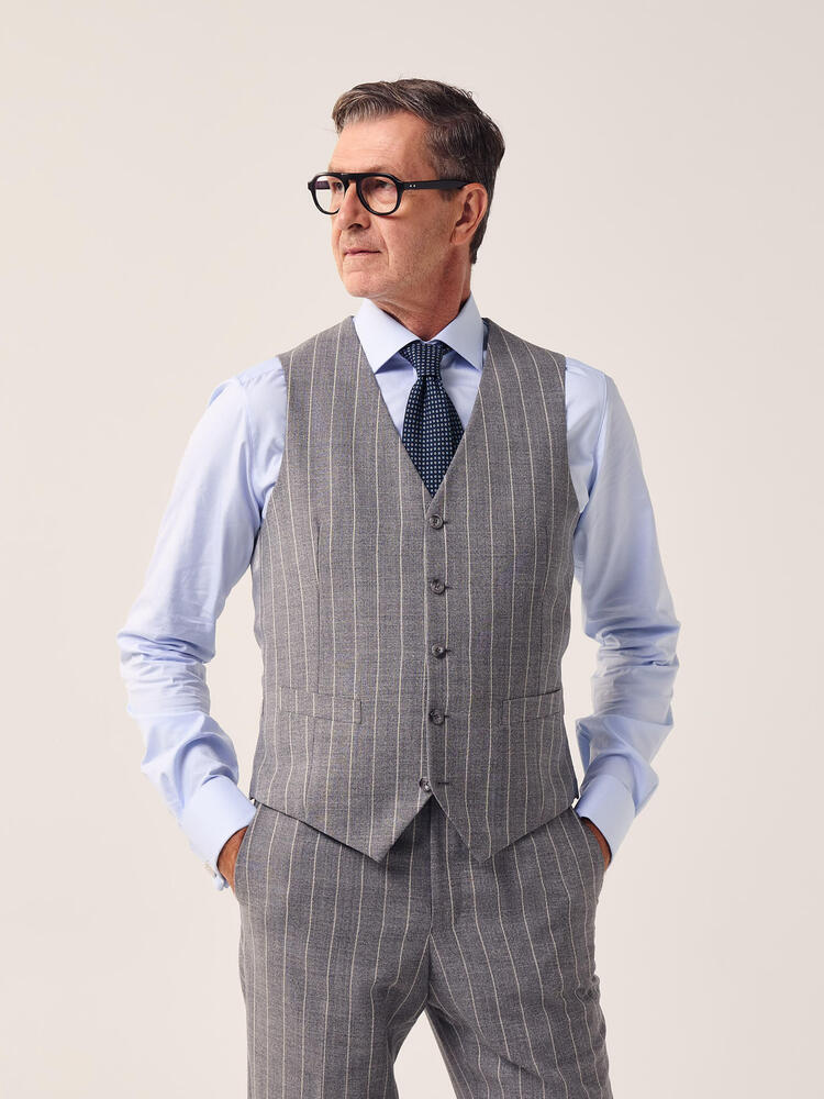 Gilet gris à fines rayures Dormeuil