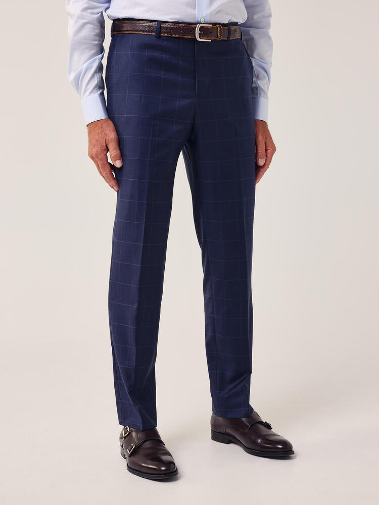Reda Super 150’s Blue-Grey Check Trousers
