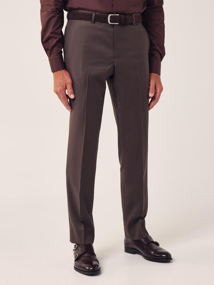 Reda Super 110’s Dark Brown Wool Trousers