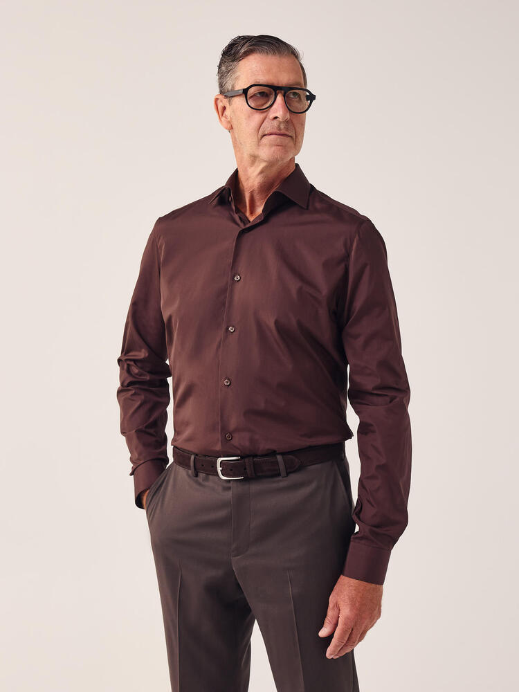 Brown Poplin Dress Shirt