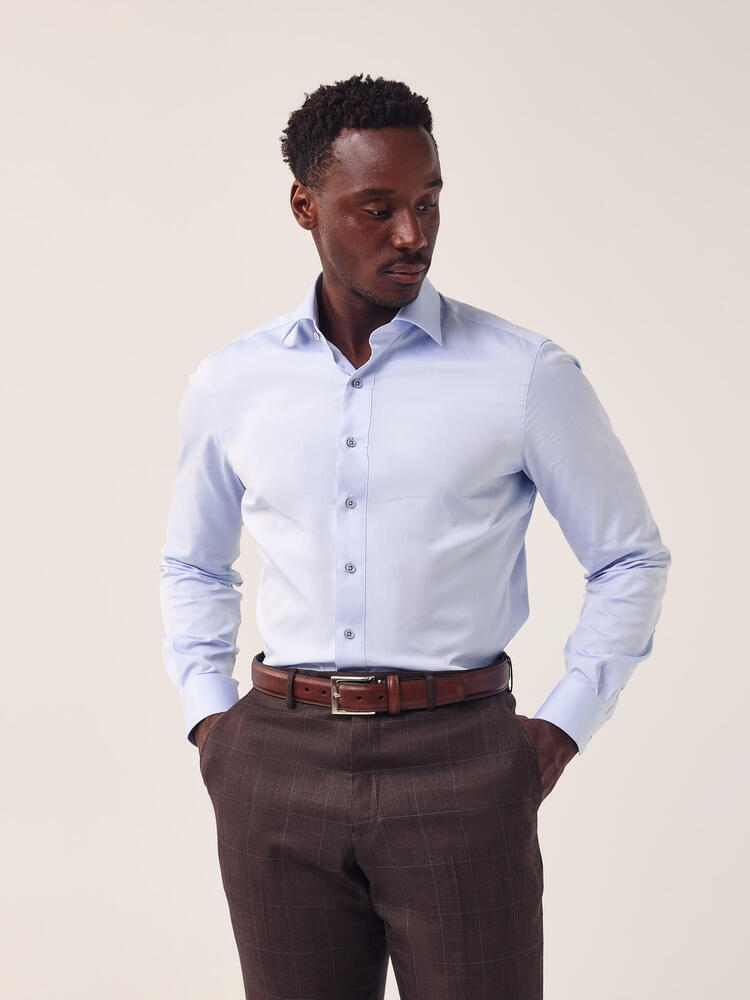 Chemise habillée gris pâle en coton Oxford Thomas Mason