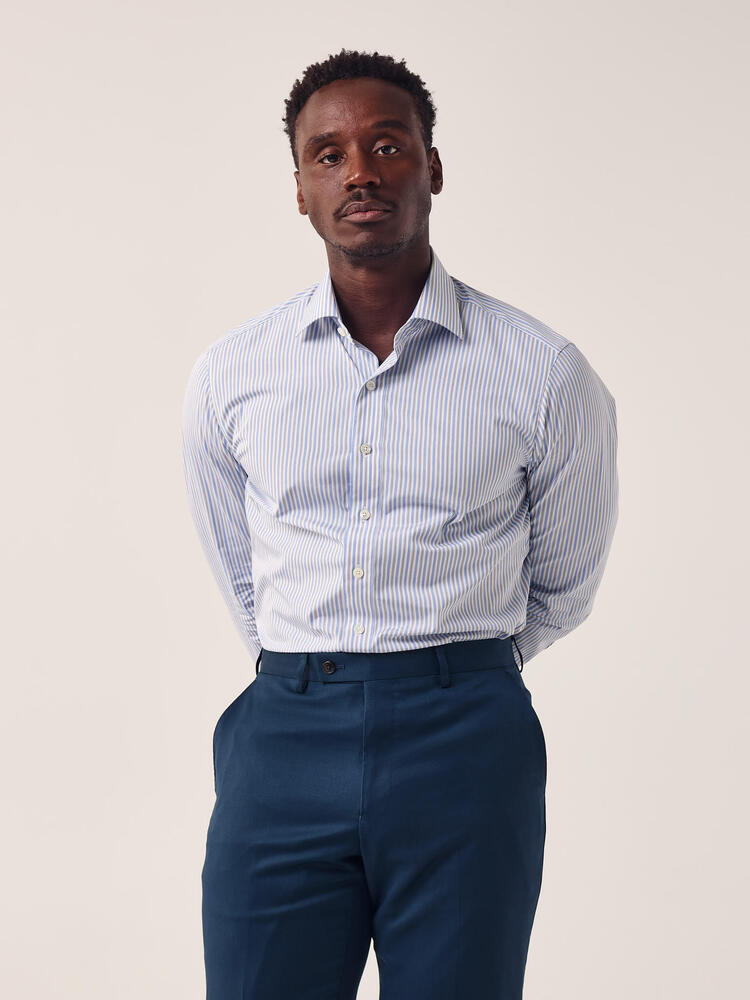 Thomas Mason Sky Blue Striped Shirt
