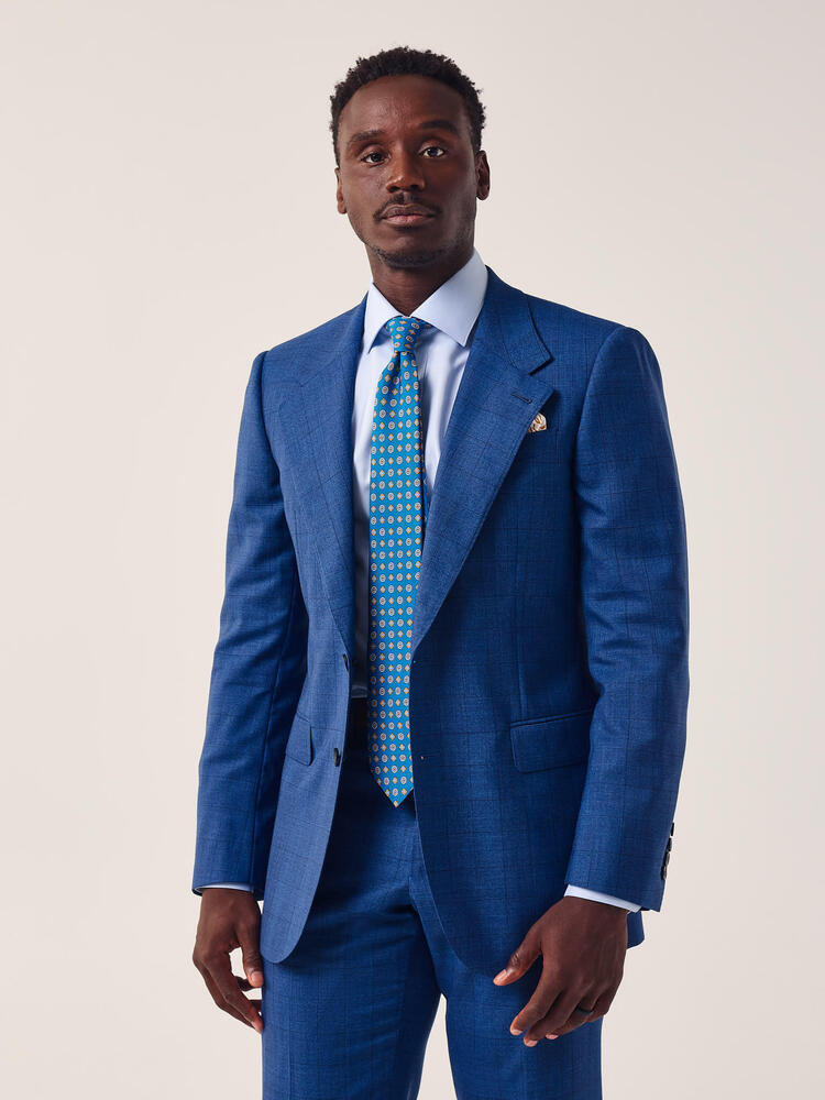 Drago Navy Windowpane Suit