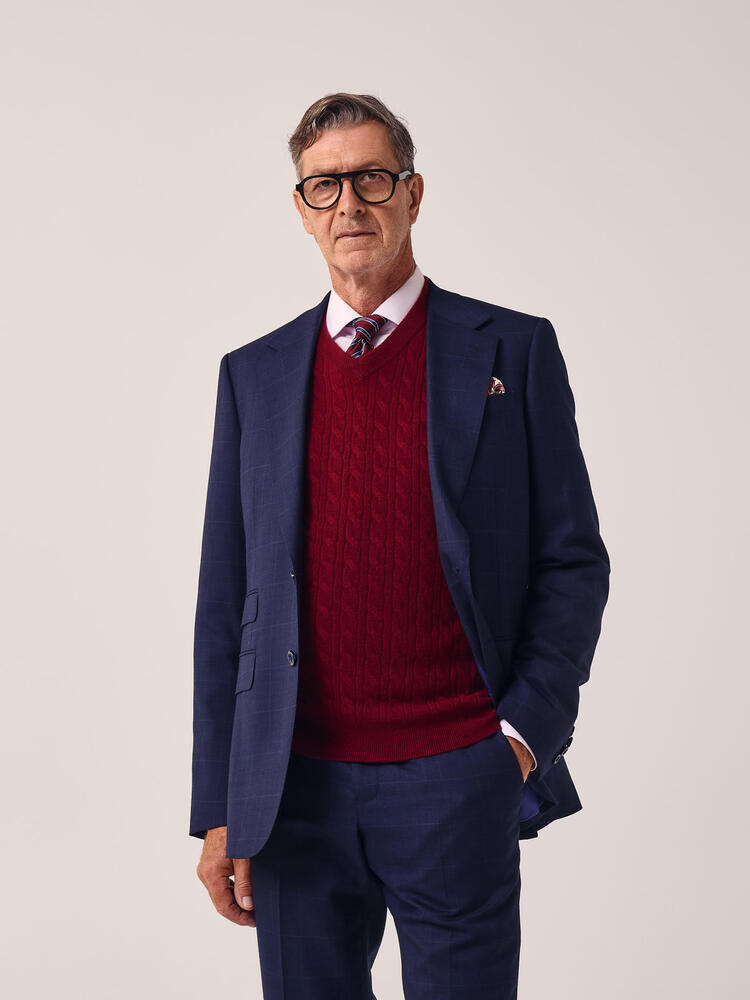 Complet bleu à petit motif en laine