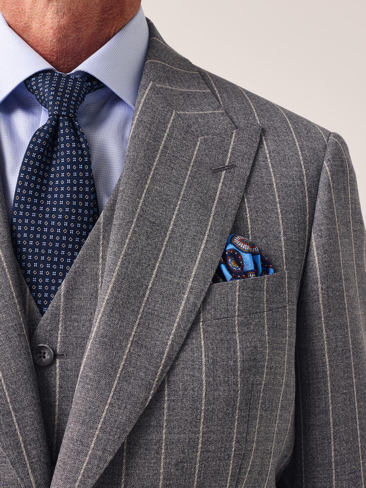 Complet trois pièces gris à fines rayures Dormeuil