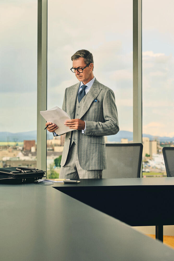 Veston gris à fines rayures Dormeuil