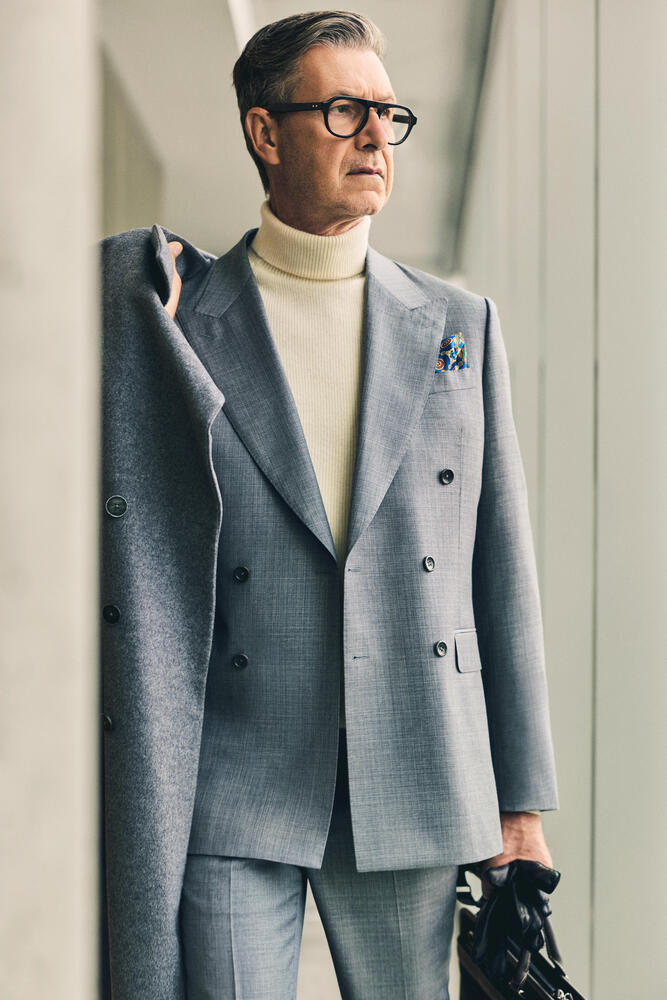Reda Super 150’s Medium Grey Double-Breasted Wool Jacket