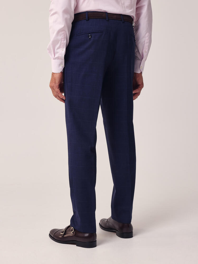 Reda Super 150’s Blue-Grey Check Trousers