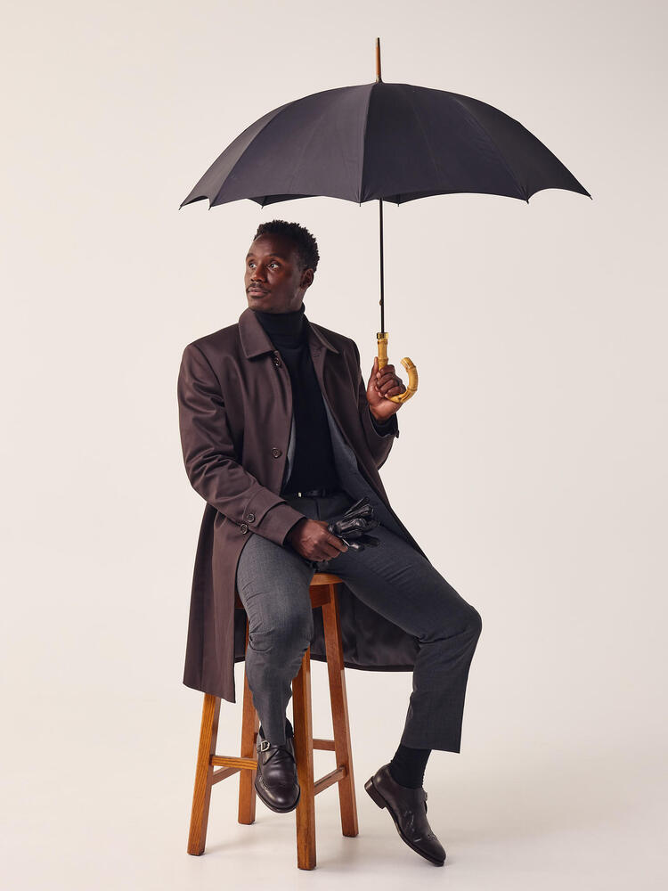 Dark Brown Stretch Twill Coat