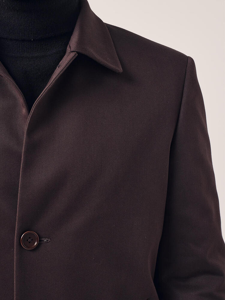 Dark Brown Stretch Twill Coat