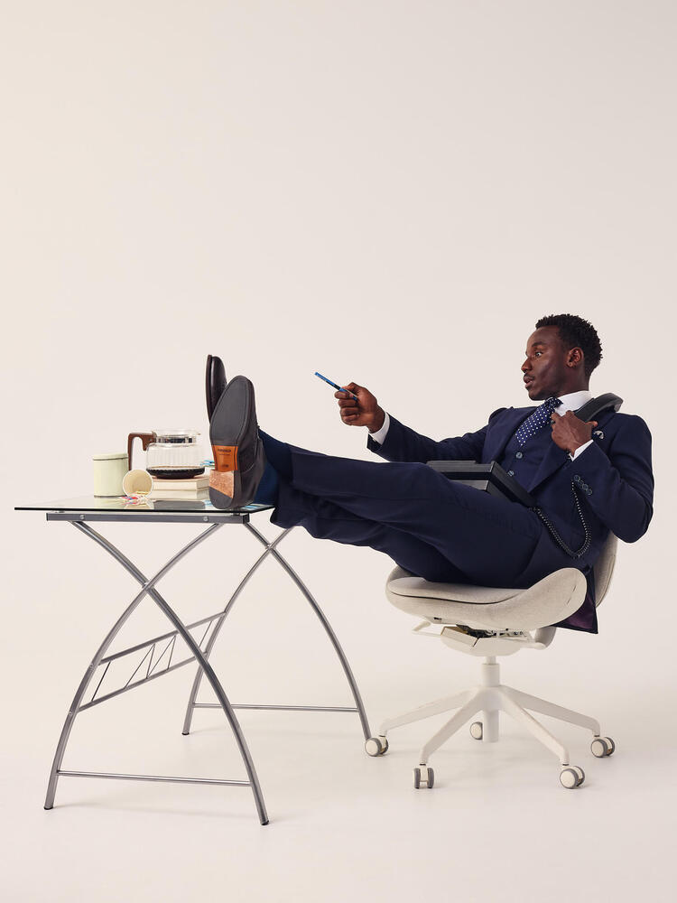 Veston bleu marine à carreaux Dormeuil