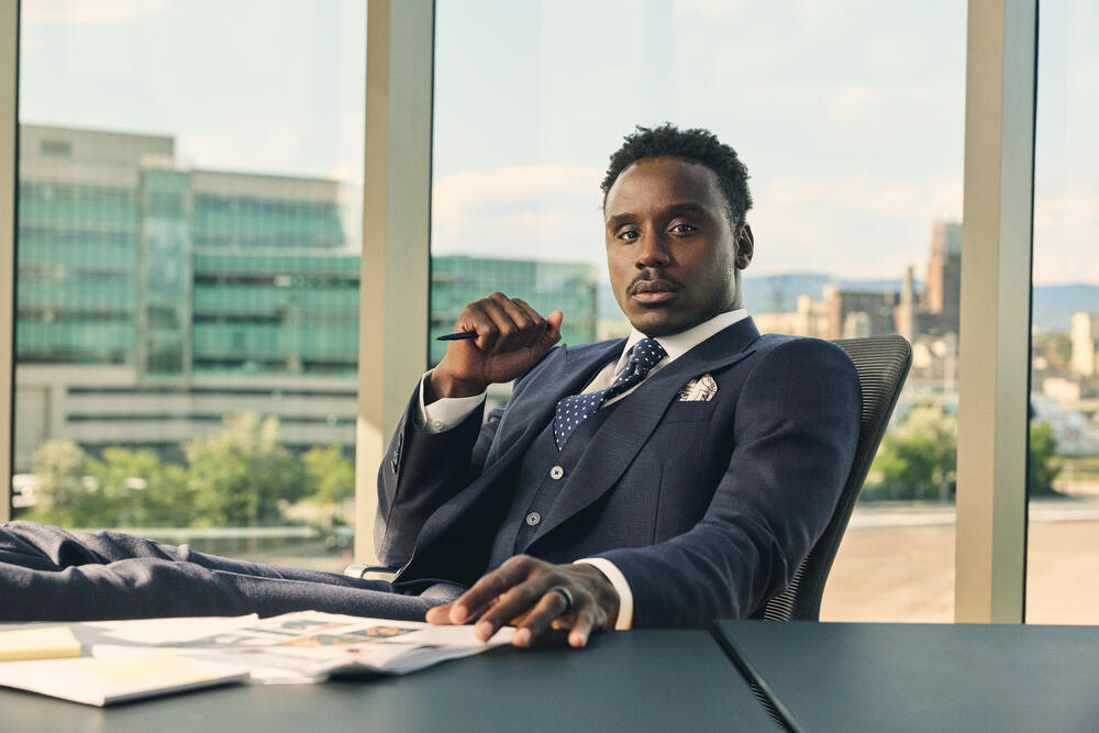 Veston bleu marine à carreaux Dormeuil