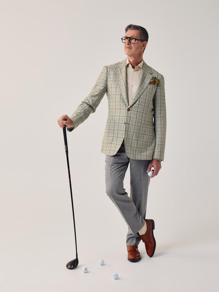 Veston de sport menthe et marron Dormeuil D Philopshy