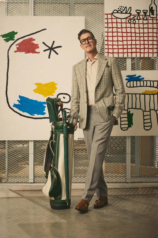 Chemise beige à rayures blanches Royal Oxford