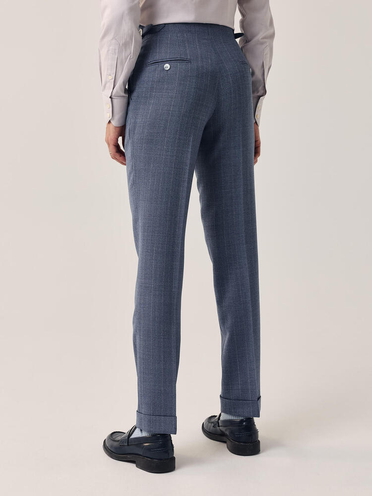 Dormeuil Tonik Wool Slate Blue Striped Trouser