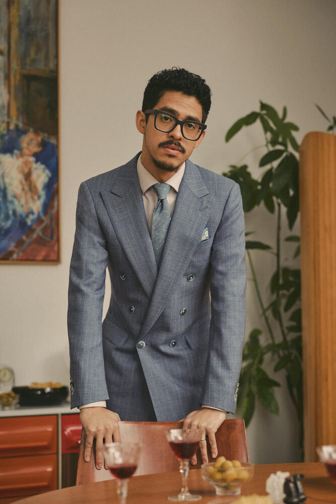 Complet bleu ardoise à pâles rayures en laine Tonik de Dormeuil