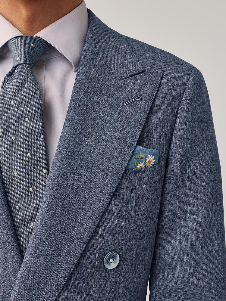 Complet bleu ardoise à pâles rayures en laine Tonik de Dormeuil