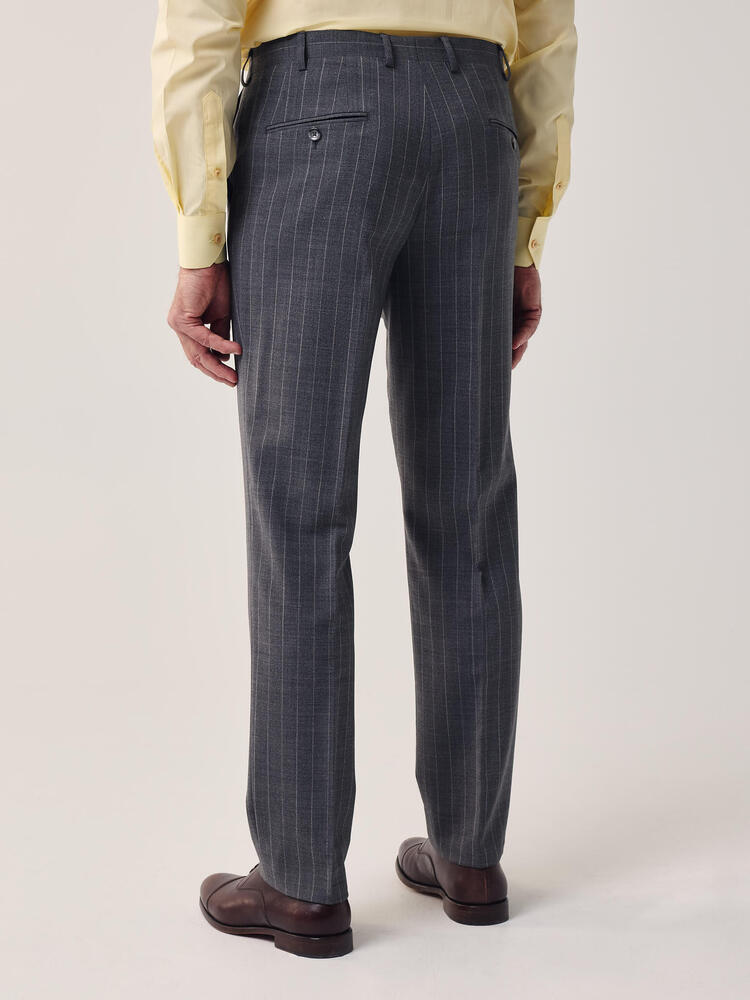 High Twist Grey Grosgrain Stripe Trouser