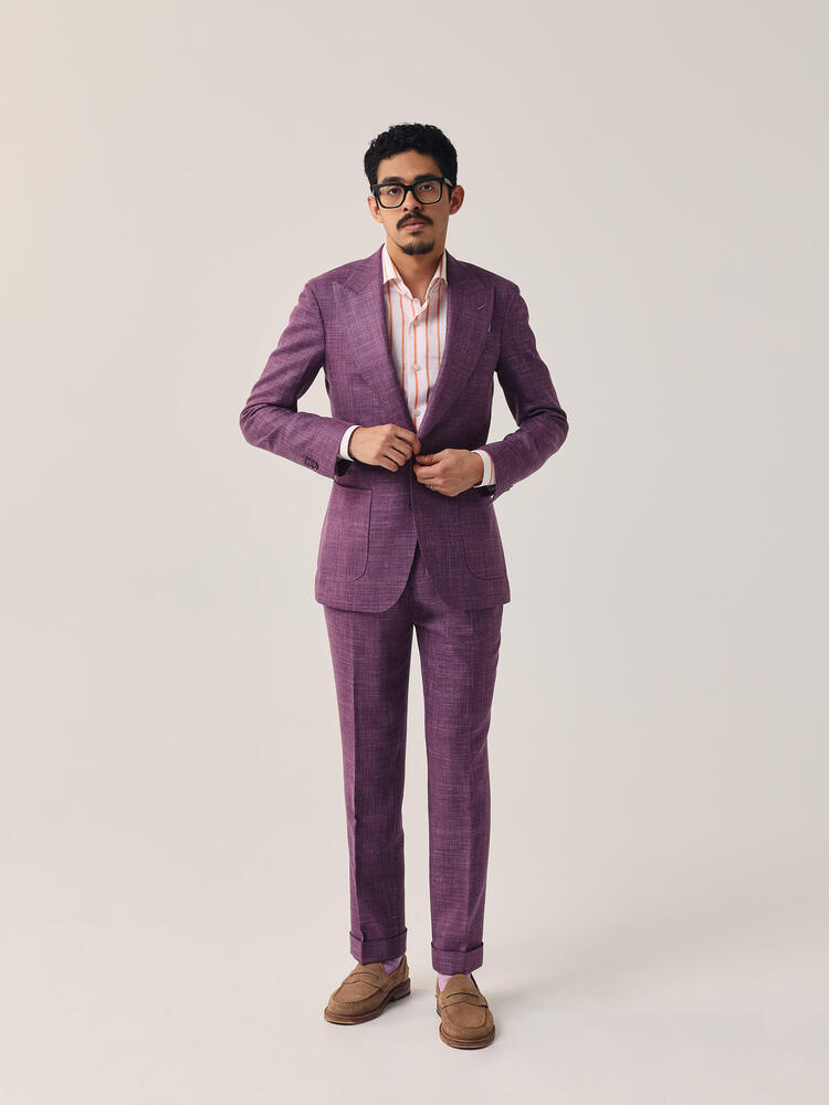 Reda Mauve Purple Hopsack Wool-silk-linen Sport Coat
