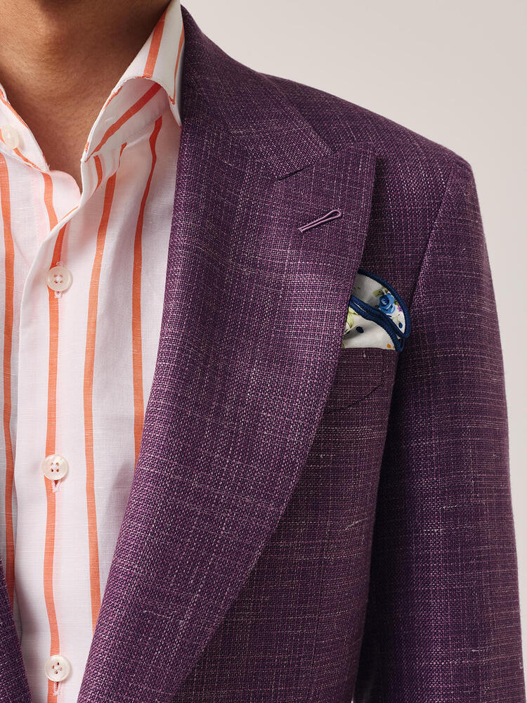 Complet sport hopsack en laine, soie et lin mauve pourpre Reda