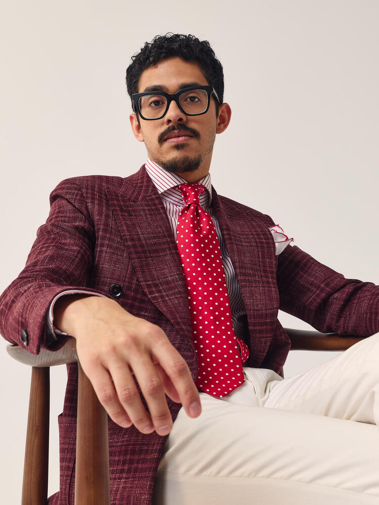 Reda Raspberry Red Wool Linen Silk Sport Jacket