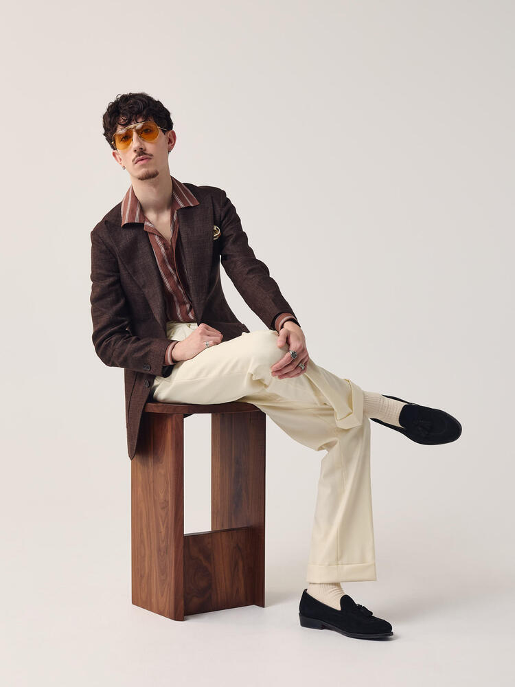 Reda Chocolate Brown Hopsack Wool-Linen Sport Coat