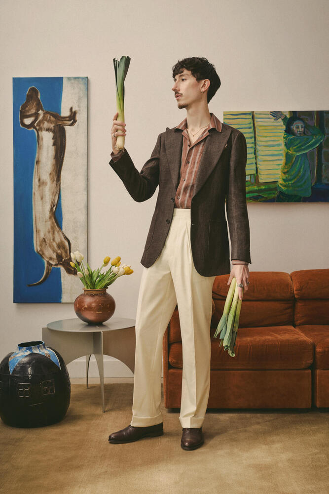 Reda Chocolate Brown Hopsack Wool-Linen Sport Coat