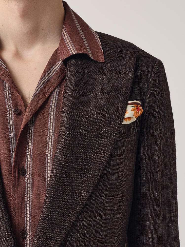 Reda Chocolate Brown Hopsack Wool-Linen Sport Coat