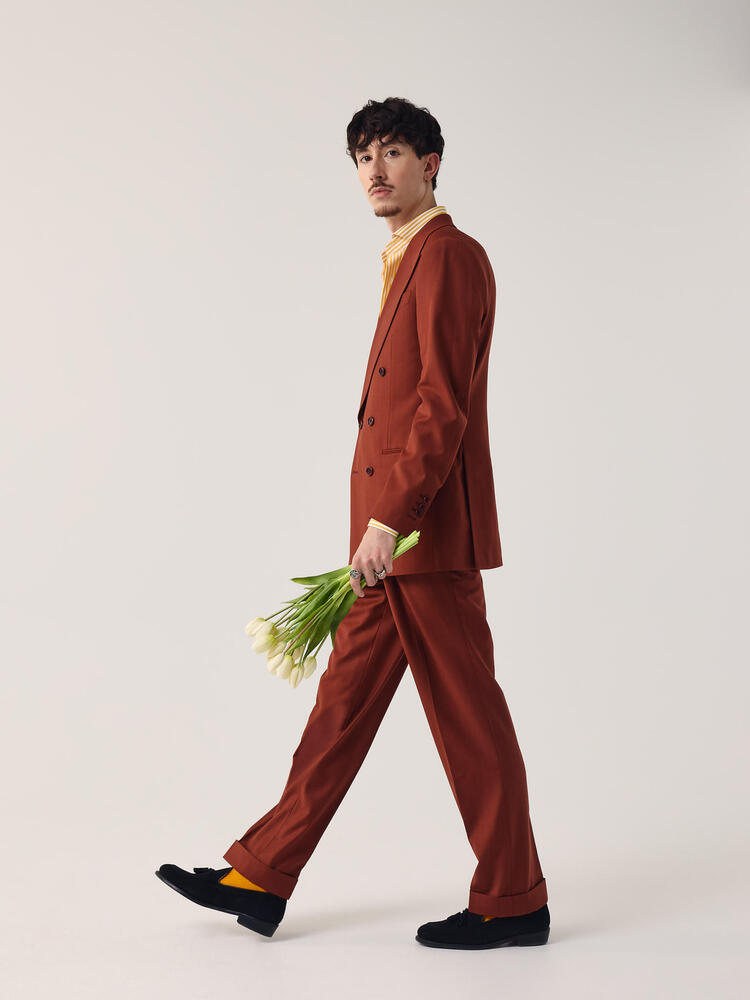 Complet brun rouille à rayures