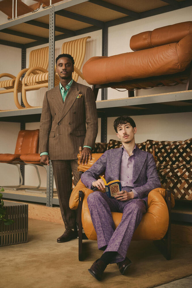 Coffee Brown Pinstripe Linen Suit