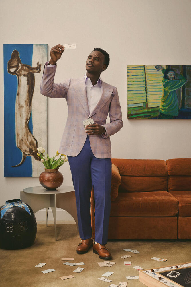 Rose and Lavender Window Pane Single Breasted Blazer