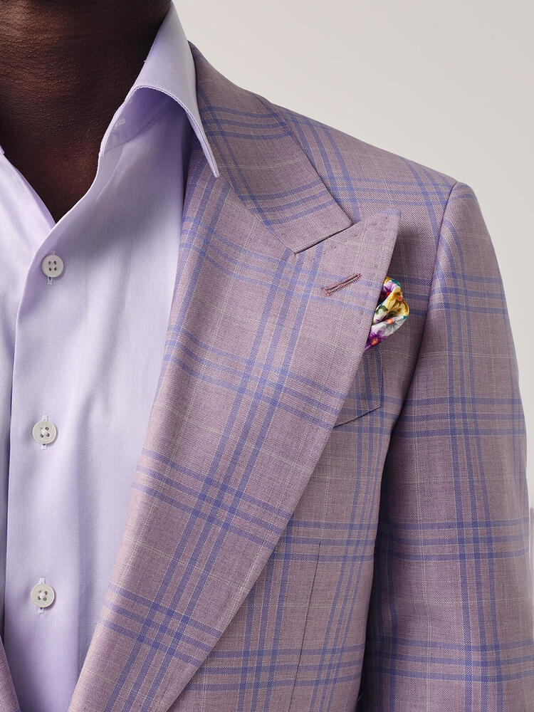 Rose and Lavender Window Pane Single Breasted Blazer