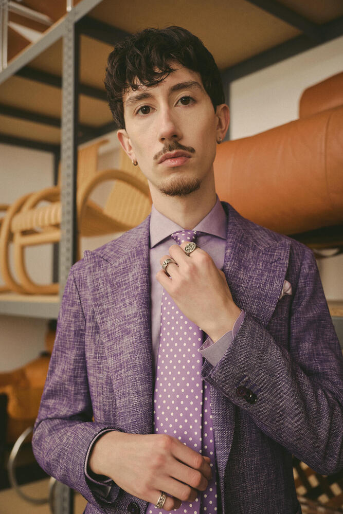 USW Mauve Purple Slub Wool-Cotton-Polyamide Jacket