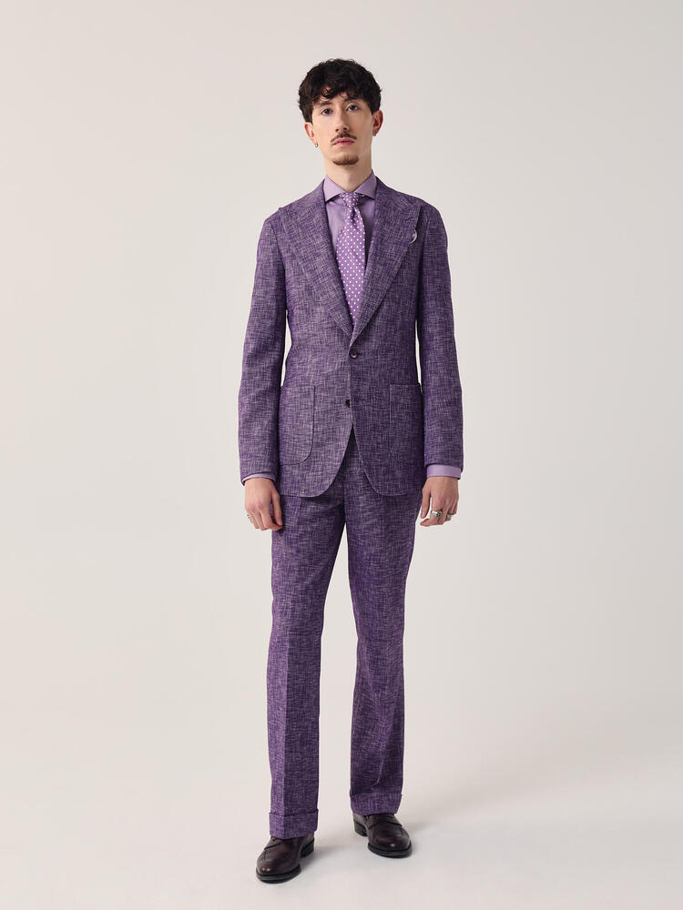 USW Mauve Purple Slub Wool-Cotton-Polyamide Trouser
