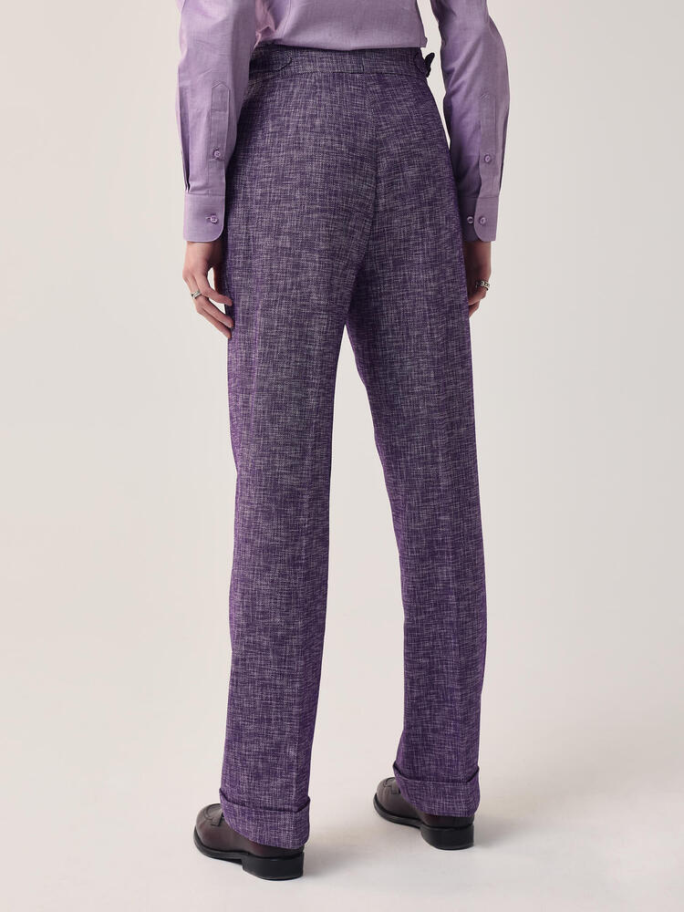 USW Mauve Purple Slub Wool-Cotton-Polyamide Trouser