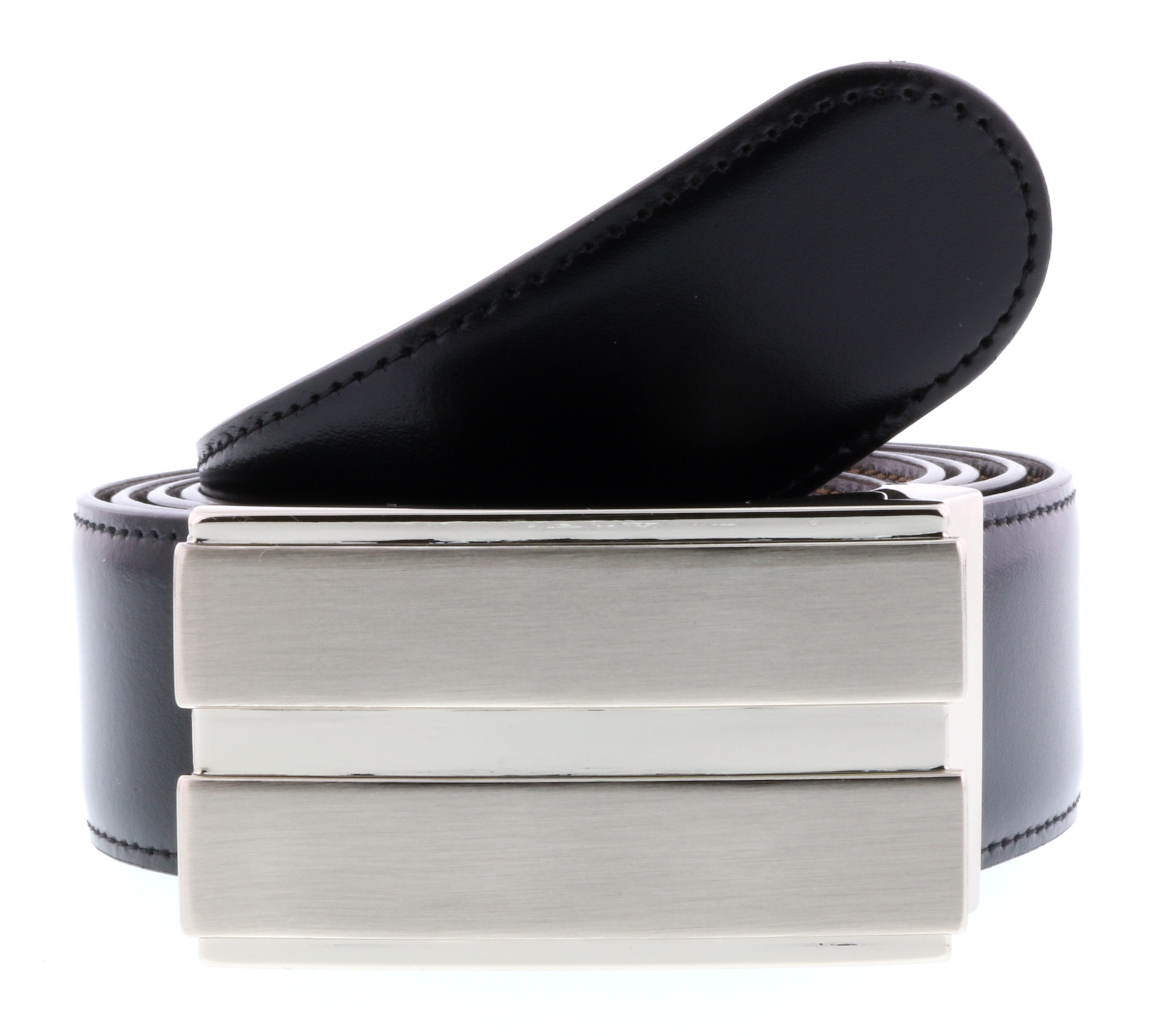 HS Collection HSB 2001 Черный/коричневый двусторонний/регулируемый мужской ремень